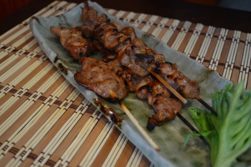 Filipino BBQ pork skewers at Dahon Tea Lounge 