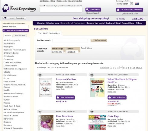 Cookbook in top 100 Bookdepository