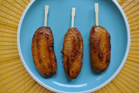Banana Que pops with raw sugar coating 