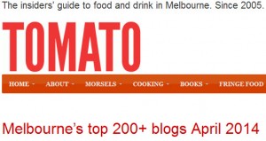 Melbourne Food blog rank april 2014